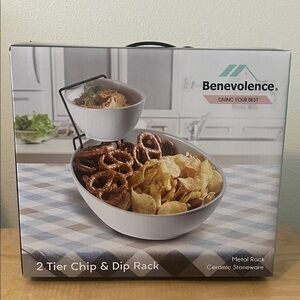 White 2-Tier Chip & Dip Rack